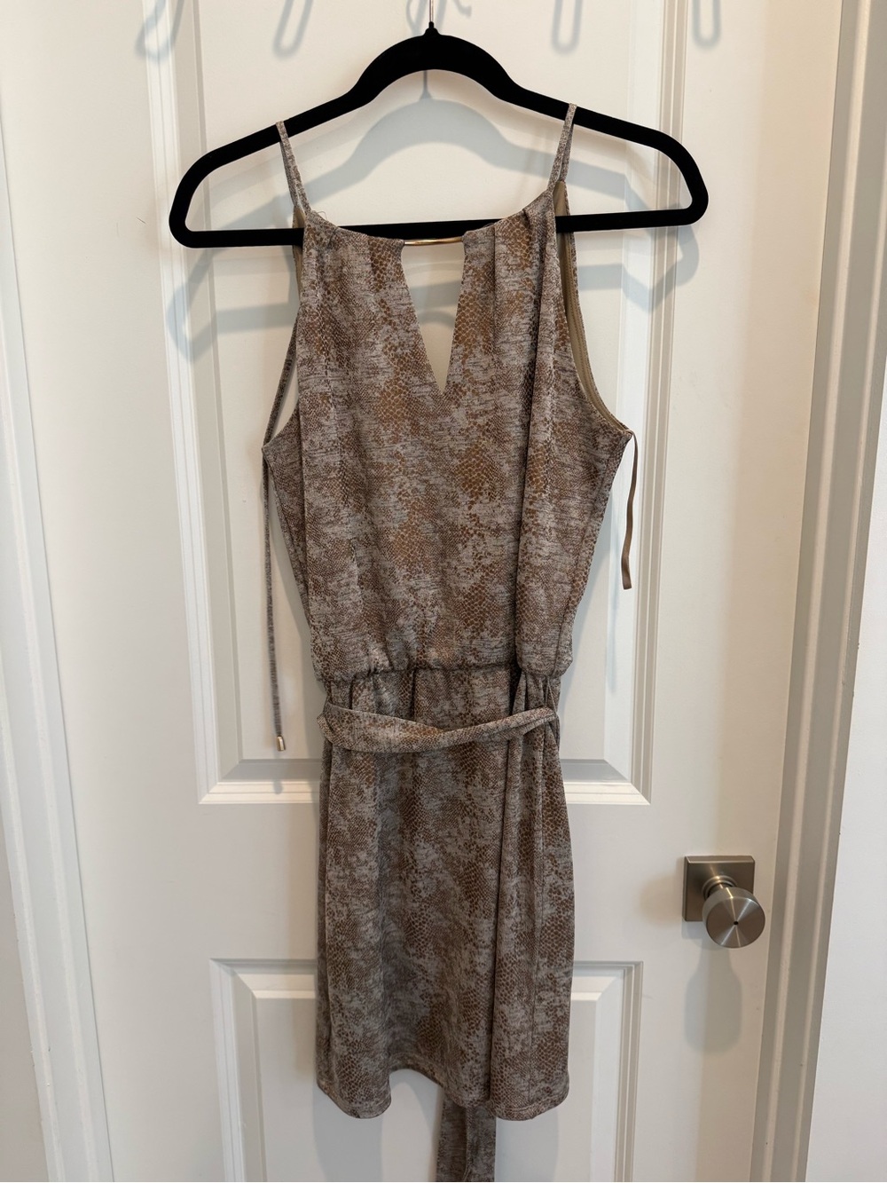 White House Black Market Taupe Snake-Print Mini Dress